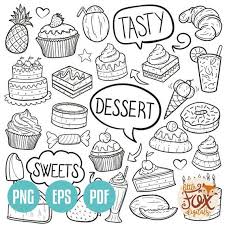 Desserts And Sweets Doodle Icon Vector Food Bakery Kitchen Etsy Doodle Icon Doodles How To Draw Hands