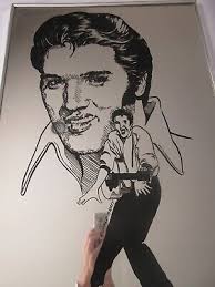 1976 Elvis Presley Etched Framed Mirror H. Ronald Graff 20" x 30"