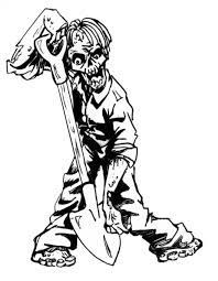 Coloriage Zombie Et La Pelle Dessin Gratuit A Imprimer