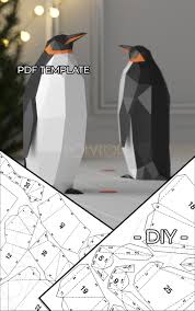 Penguin Low Poly Papercraft Pdf Template 3d Model Sculpture Etsy In 2020 Pdf Templates Templates New Years Party