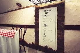 Menu On The Wall 2 By Relineo Mock Ups On Creativemarket Postcard Mockup Print Mockup Design