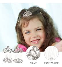 Hair Comb Children's Tiara Small Rhinestones 4 Pcs