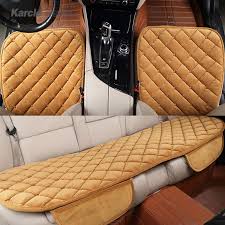 Karcle 1 مجموعة 3 Pces المخملية سيارة عالمية يغطي المضادة للانزلاق القيادة حامي يغطي السيارة التصميم أفخم وسادة الم Car Seats Car Seat Cover Sets Carseat Cover