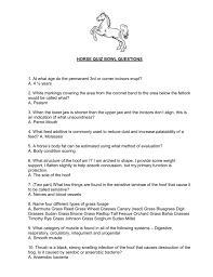 Intestine is because of ______. Horse Quiz Bowl Questions