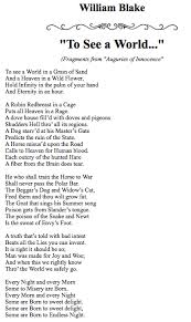 William Blake To See A World Poetry Classic Blake Poetry Words