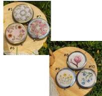 Compacte spiegel met geborduurde wilde bloemen, tas met ...