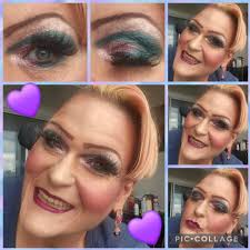 Playing with makeup while boys swim