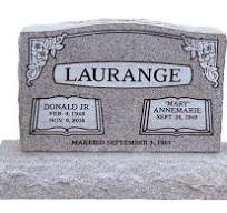 Cemetery headstone - monument grade granite. Includes standard front face engraving. Complete as shown top is 30 x 6 x 20"