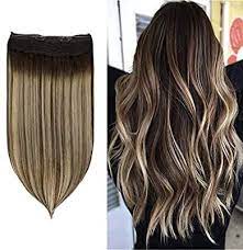 Amazon Com Fshine Halo Hair Extensions Real Human Hair 12 Inch Invisible Hair Color 2 3 27 Brown A Real Human Hair Extensions Human Hair Extensions Halo Hair