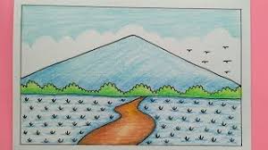 Gambar mewarnai hewan dan pemandangan. Cara Menggambar Pemandangan Gunung Dan Sawah Youtube