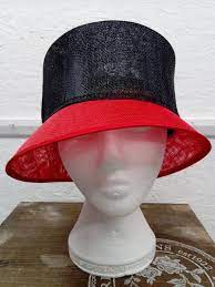 Sample Sale Sinamay Narrow Brim Hat In Black And Red Etsy Brim Hat Millinery Supplies Sinamay Hats