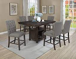 Gabriel counter height dining table with storage pedestal base cappuccino. Amazon Com Kitchen Dining Room Sets Counter 7 Pieces Table Chair Sets Kitchen Home Kitchen