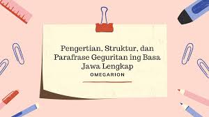 Dan dibawah ini adalah penjabarannya walau belum memenuhi ekspektasi para pembaca, yaitu : Pengertian Struktur Dan Parafrase Geguritan Ing Basa Jawa Lengkap