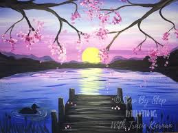 Oursuperdeals5d full drill diamond art painting kits for adults kids cup sunset tree for home wall decor 11.8x11.8inch 4 pack (set a) 4.3 out of 5 stars 26. How To Paint A Sunset Lake Pier Step By Step Painting With Tracie Kiernan