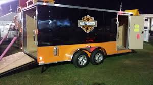 Harley davidson and the marlboro man movie clips: Enclosed 7 X 16 Double Motorcycle Trailer With Harley Davidson Stickers Motorcycle Trailer Work Trailer Enclosed Cargo Trailers