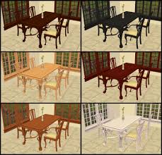 This combination poker and dining table features a removable gaming top and four rolling chairs for an easy transition from dinner time to game night. Mod The Sims Base Game Dining Table Recolours
