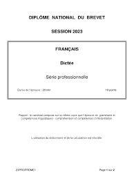 Brevet 2023 Dictée Pro | PDF