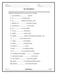 Ser Worksheet 5 6th 8th Grade Lesson Pla Spanish Worksheets Grade 6 Math Worksheets 1st Grade Math Worksheets
