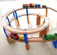 Spiral Ramp For Wooden Train Tracks In 2021 Wooden Train Track Wooden Train Toy Train