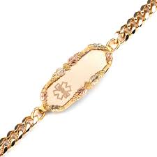 Black And Gold Bracelet Womens Medical Id Bracelets Medical Alert Bracelets Gold Medical Bracelet Black Hills Gold Jewelry Medical Alert Jewelry