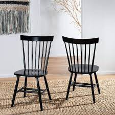 Safavieh Parker 17 In Height Spindle Dining Chair Set Of 2 Black Black Dining Chairs Spindle Dining Chair Dining Chairs