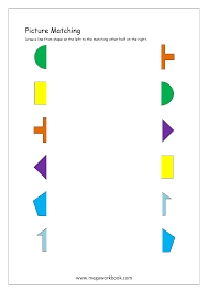 A worksheet in which students must identify shapes and match the pictures with the words. Picture Matching Worksheets For Preschool Free Logical Thinking Printables For Kids Megaworkbook