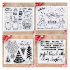 See more ideas about tree stamp, tree cards, cards. Kwan Crafts 4 Sheets Different Style Christmas Tree Santa Clear Stamps For Card Making Decoration And Diy Scrapbooking Buy Online In Antigua And Barbuda At Antigua Desertcart Com Productid 82359578