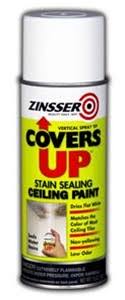 A wet scrape is easier than a dry scrape. Zinsser Covers Up Ceiling Tile Paint 03688