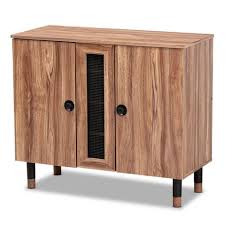 Keeps shoes handy but out of sight. 2 Door Valina Wood Entryway Shoe Storage Cabinet Brown Baxton Studio Target