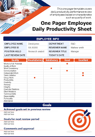 Be productive and manage employees at home. One Page Job Productivity Sheet Templates To Evaluate Performance The Slideteam Blog