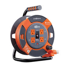 Link2home 35 Ft 14 3 Extension Cord Storage Reel With 4 Grounded Outlets And Surge Protector Em El 35 In 2020 Cord Storage Extension Cord Reels Outdoor Extension Cord