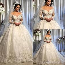 2020 Vintage Arabic Dubai Style Long Sleeve Ball Gown Wedding Dresses Sheer Neck Lace Beaded Bridal Wedding Gowns Bc2843 Wedding Dresses White A Wedding Dress From Factory Sale 172 85 Dhgate Com