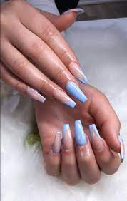 Light Blue Gel Coffin Nails Acrylic Long Nails Long Nails Design Natural Long Nails Elegant Long Nails Co Long Nail Designs Long Nails Nail Designs Summer