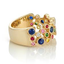 Round Multi Colored Gemstone Rainbow Ring In 2020 Jewelry Minimalist Necklace Silver Silver Jewellery Indian