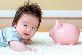 Metal (pewter/brushed nickel piggy banks and ceramic piggy banks great for boy birthday gifts, girl birthday gifts, baby shower gifts, or christmas gifts.) Baby Boy With A Piggy Bank Stock Photo Image Of Multiethnic 131518366