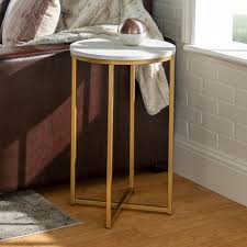Perfect for rich carpets and cushiony overstuffed couches and chairs. Daisy White Faux Marble And Gold Round End Table By Ember Interiors Walmart Com Walmart Com