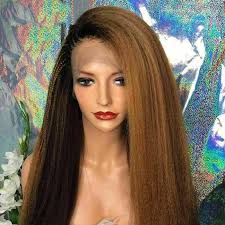 Luxury Kinky Straight Ombre Auburn Brown 100% Human Hair Swiss 13x4 La