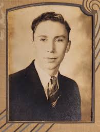 Only school photos my Dad has, can you crop him and enhance please, top  left in blue jumper, thanks.