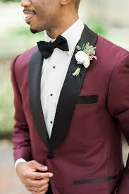 Black And Burgundy Suit An Urban Wedding With A Pretty Pop Of Burgundy Burgundy Suit Wedding Suits Men Wedding Men