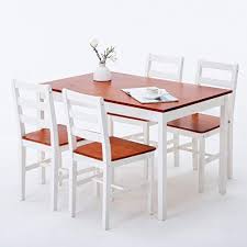 Mecor Dining Table And Chairs Set 4 Classical Solid Pine White Honey Kitchen Dining Room Furniture Amazon Co Uk Dining Table Wood Kitchen Kitchen Furniture