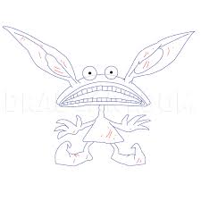 Monsters coloring pages for preschool, kindergarten and elementary school children to print and color. How To Draw Ickis From Aaahh Real Monsters Coloring Page Trace Drawing
