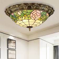Stained Glass Dome Flush Mount Ceiling