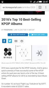 top 10 best selling kpop album 2016