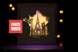Download Love In France 3d Paper Cut Lightbox Graphic By Lightbox Rinstore Creative Fabrica