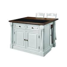 Home Styles Monarch Kitchen Island In White With Oak Top Granite Inlay And Two Stoo Antique White Kitchen Kitchen Island With Granite Top White Kitchen Island