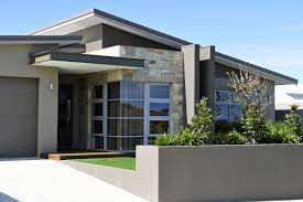 Skillion Roof And Beautiful Feature Stonework Facade House House Exterior Modern Roof Design