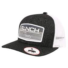 Texas lone star state flag embroidered patch on front of hat. Ranch Texas Black Cap Hats