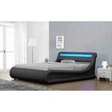 Platform bed can be used with or without a box spring. Strick Bolton Skene Black Upholstered Platform Bed Overstock 29913893