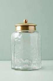 Faceted Glass Gold Lid Bath Jar