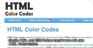 Html farben können verwendet werden um elemente in einem dokument einzufärben. Gratis Html Und Rgb Farben Bestimmen Mit Den Html Farbencodes Nur Gratis